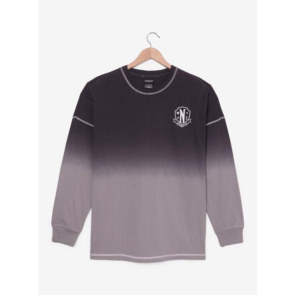 NWT BoxLunch Wednesday Nevermore Academy Ombré Long Sleeve T-Shirt in XL - Picture 1 of 9